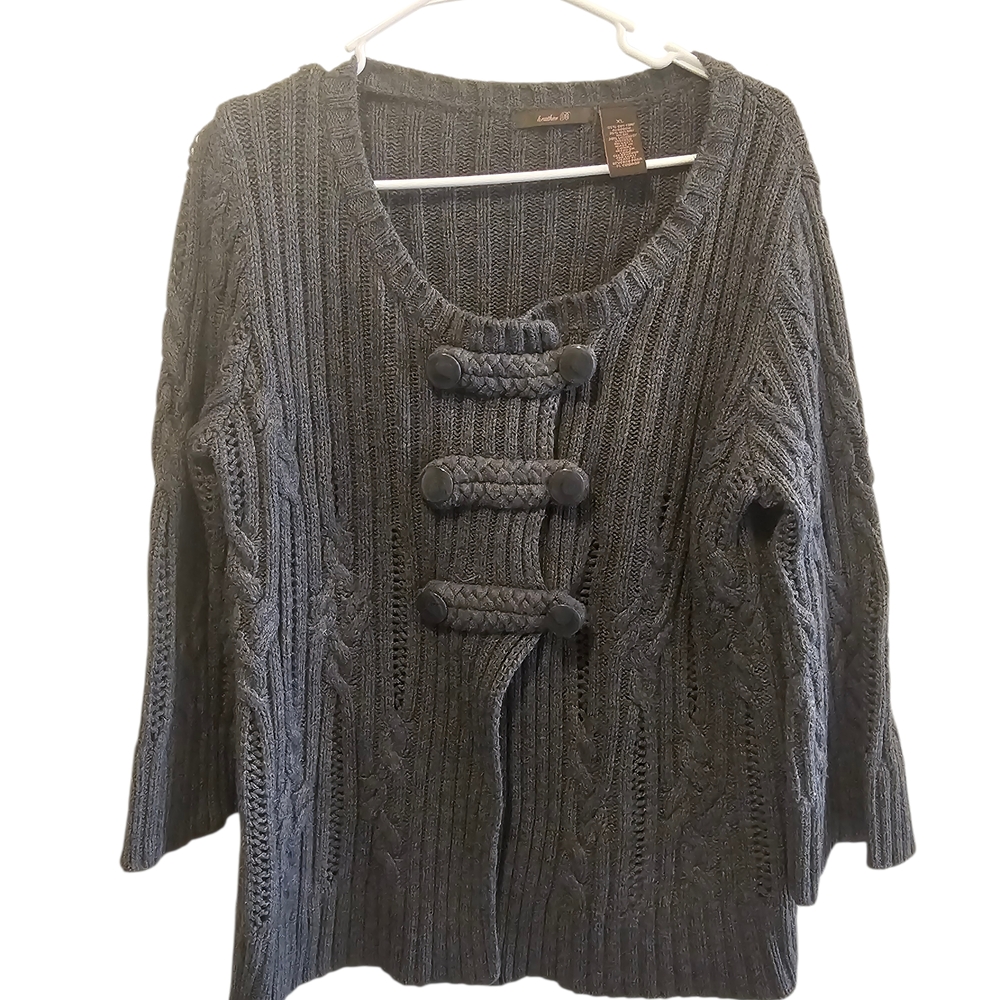 Elegant Charcoal Cable Knit Cardigan
